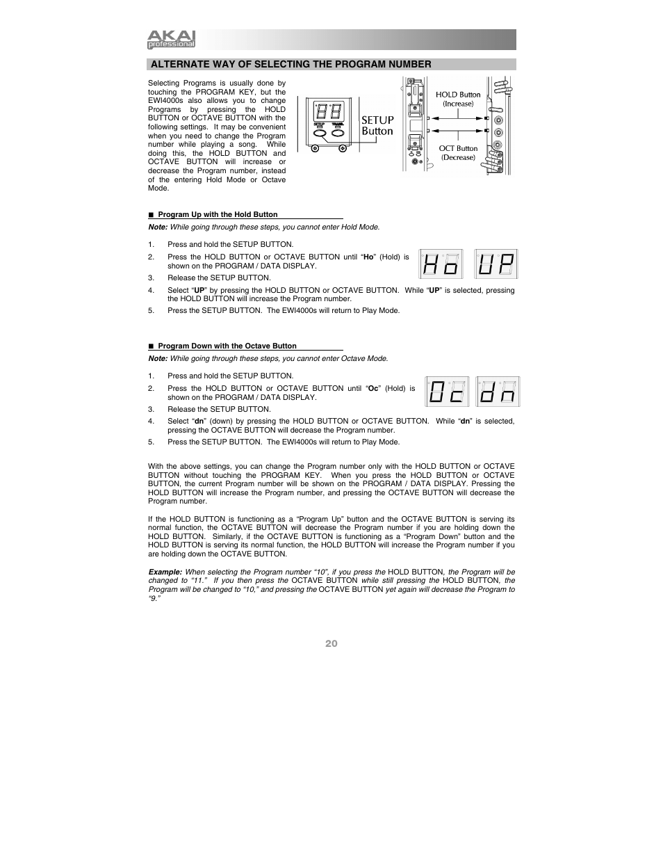 Alternate way of selecting the program number | Akai Ewi4000s User Manual | Page 22 / 52