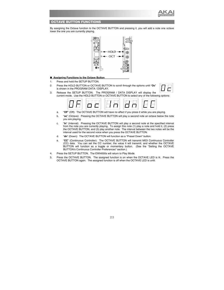Octave button functions | Akai Ewi4000s User Manual | Page 25 / 52