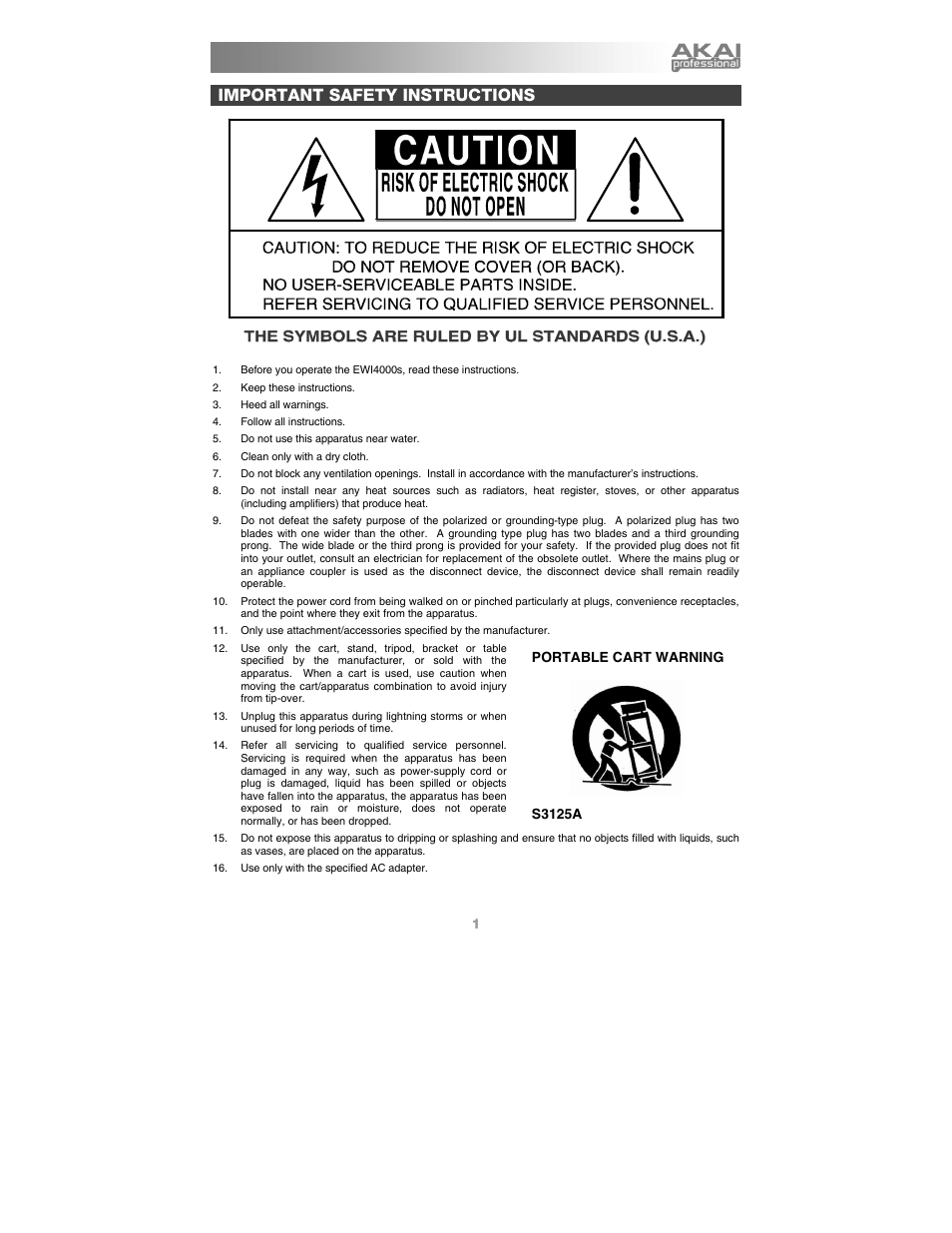 Important safety instructions | Akai Ewi4000s User Manual | Page 3 / 52