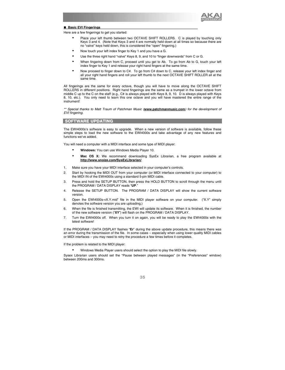 Software updating | Akai Ewi4000s User Manual | Page 37 / 52