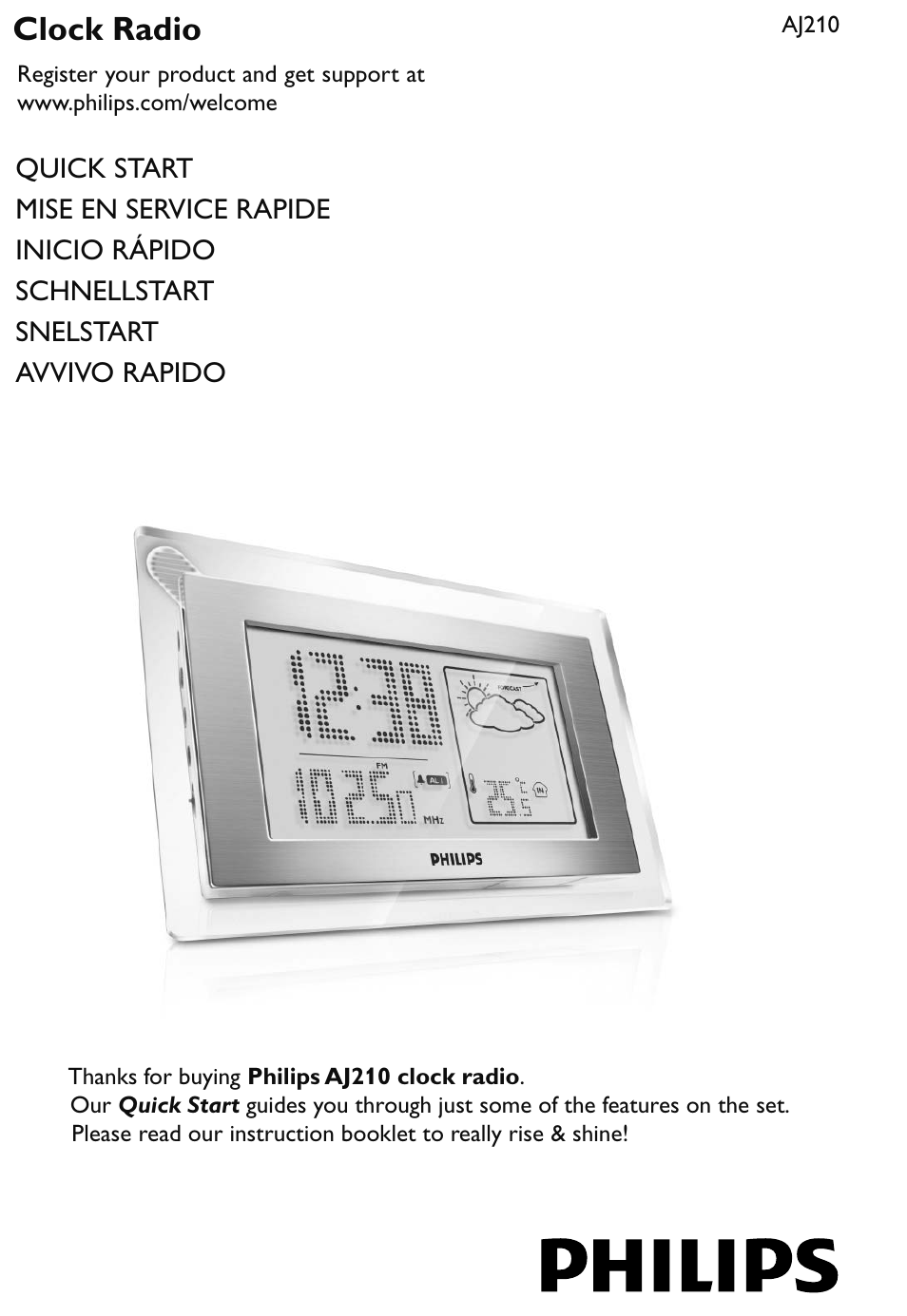 Philips Radio reloj meteorológico User Manual | 3 pages