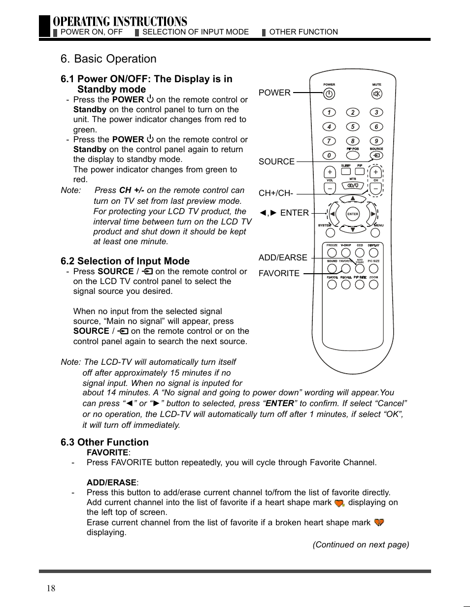 Basic operation, 1 power on/off, 2 selection of input mode | Akai LCT3226 User Manual | Page 19 / 50