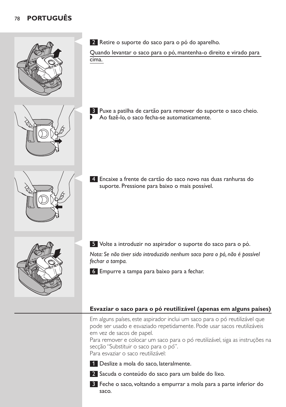 Limpeza e manutenção dos filtros, Filtro permanente de protecção do motor | Philips StudioPower Aspirador con bolsa User Manual | Page 78 / 170