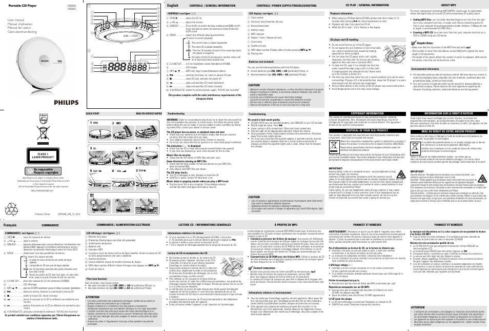 Philips Reproductor portátil de MP3-CD User Manual | 8 pages