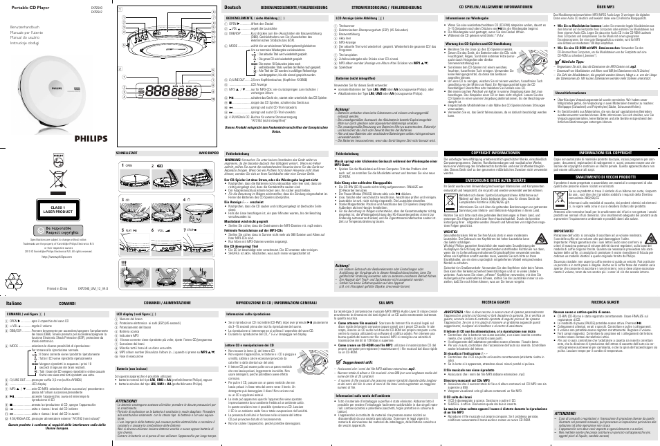 Philips Reproductor portátil de MP3-CD User Manual | Page 3 / 8