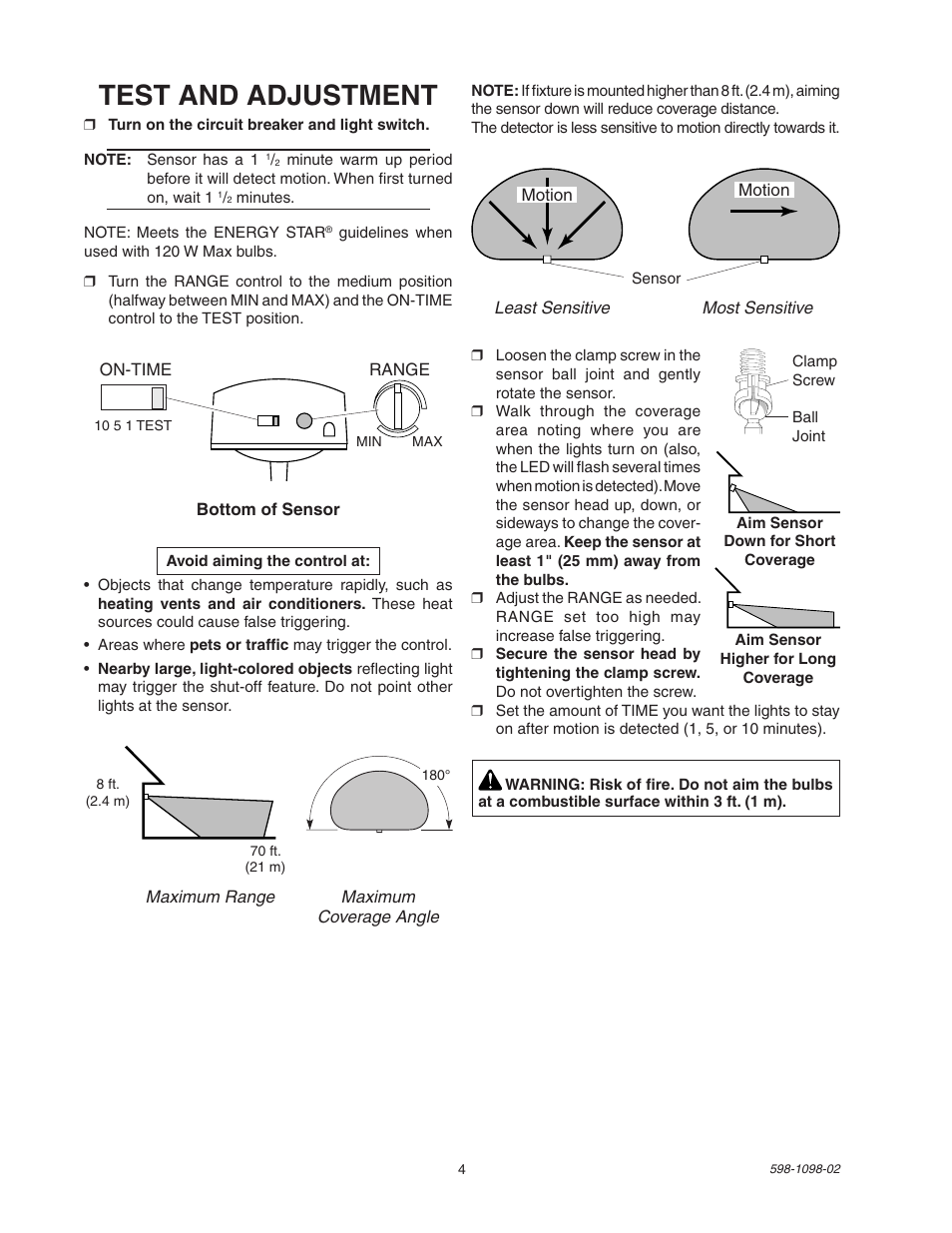 Test and adjustment | Atlas Guardian Pro MLGC180W User Manual | Page 4 / 8