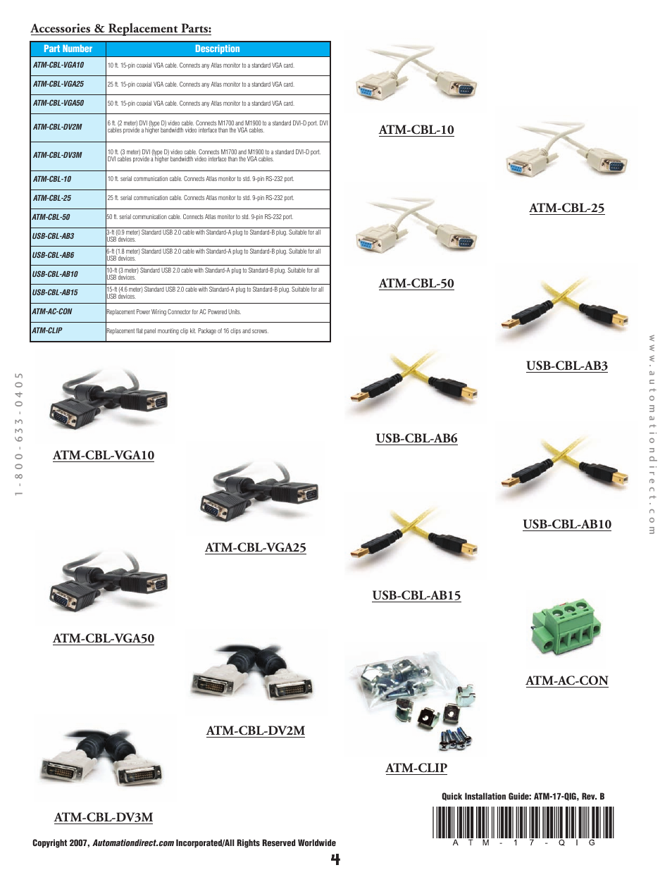 Accessories & replacement parts | Atlas ATM1700 User Manual | Page 4 / 4