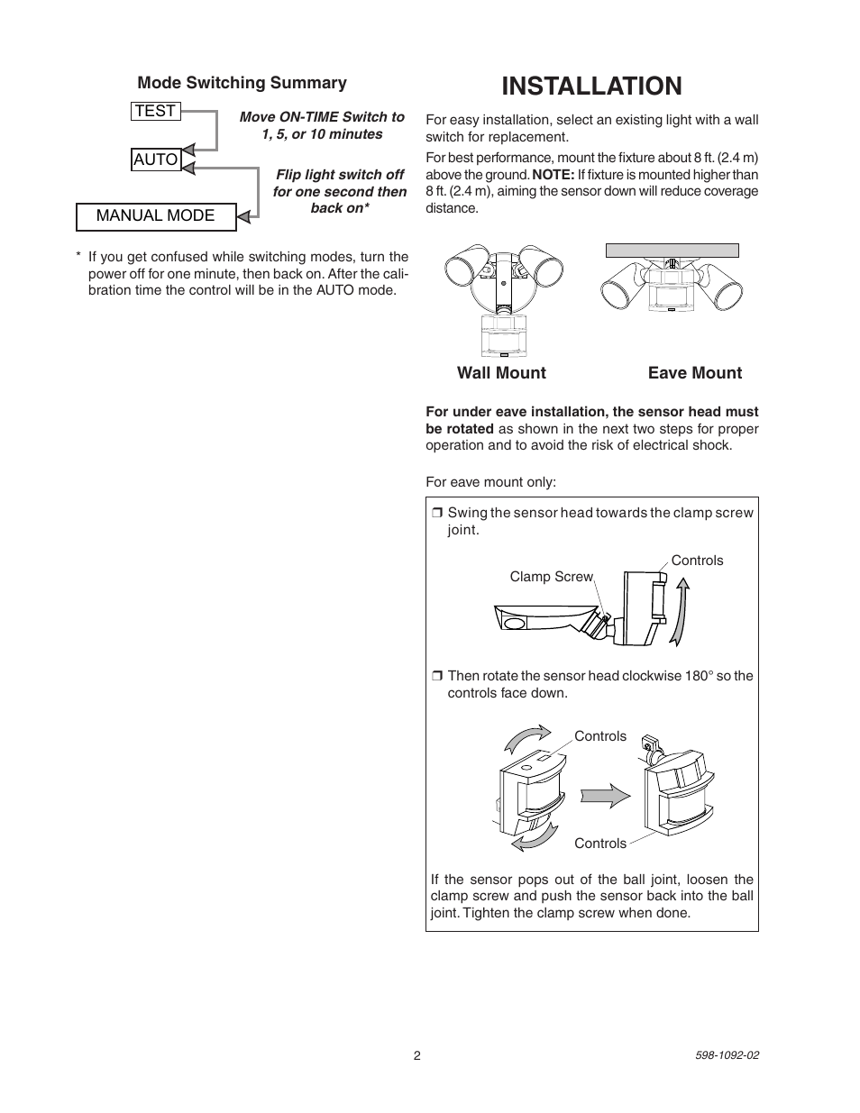 Installation | Atlas Guardian Pro MLG180B User Manual | Page 2 / 8