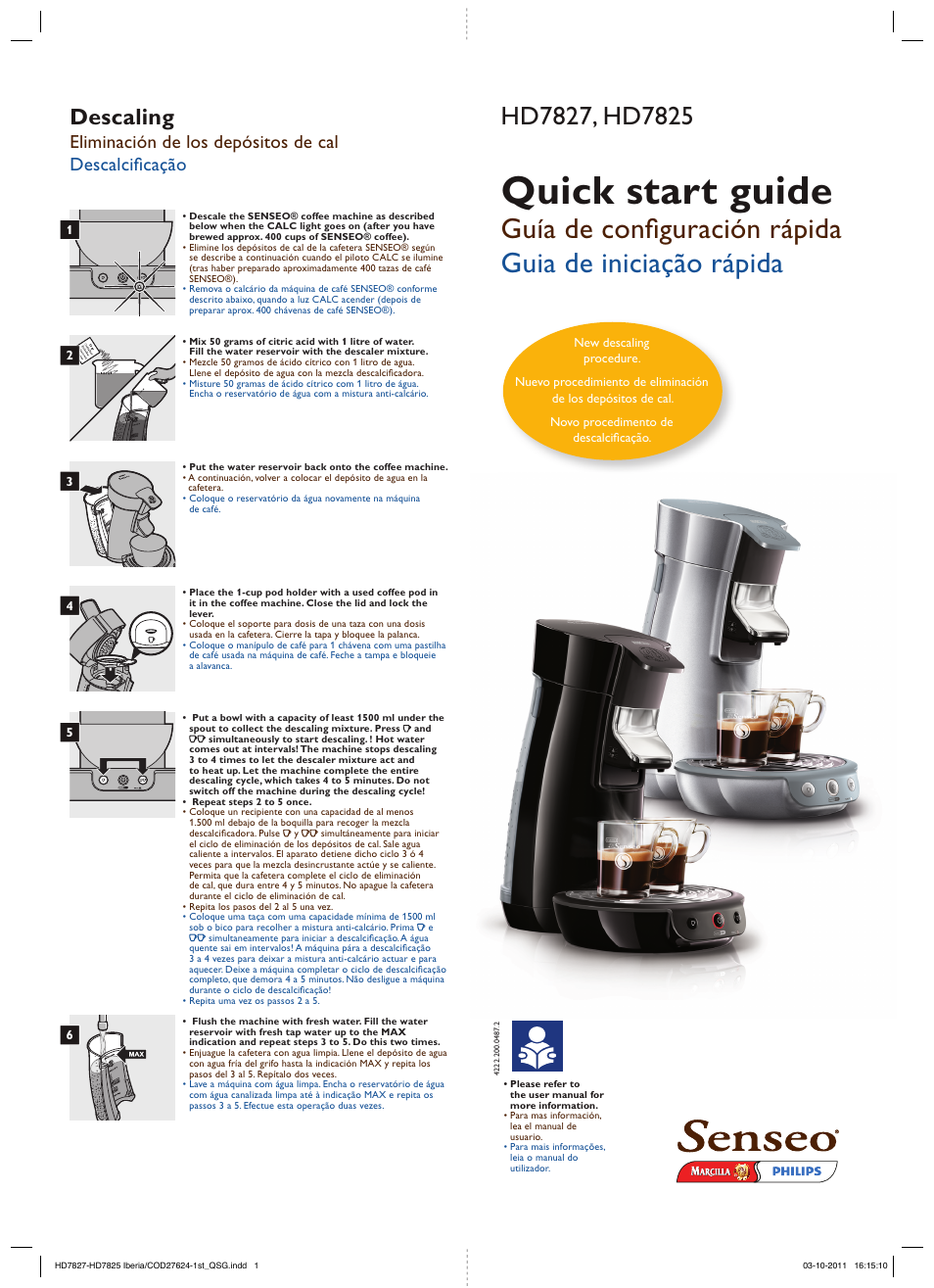 Philips SENSEO® Viva Café Cafetera de monodosis de café User Manual | 2 pages