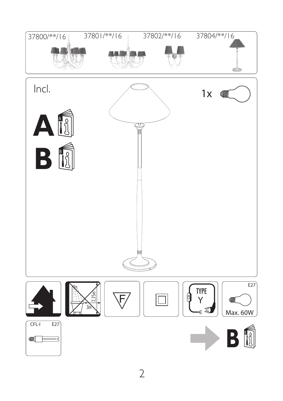 Incl, A e b i | Philips InStyle Lámpara de pie User Manual | Page 2 / 4