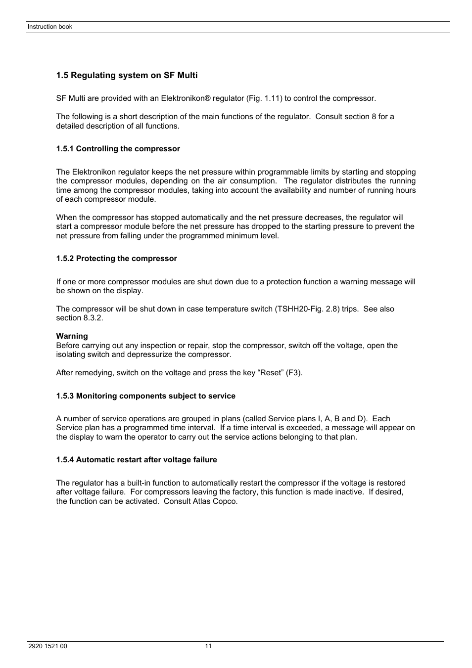 Atlas Air Compressor User Manual | Page 11 / 70