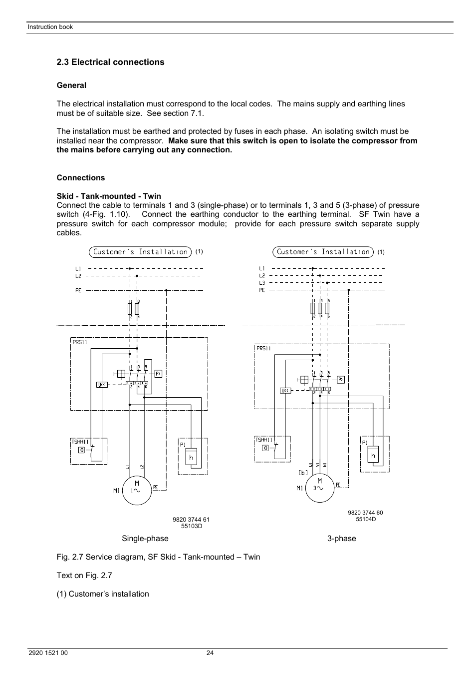 3 electrical connections | Atlas Air Compressor User Manual | Page 24 / 70