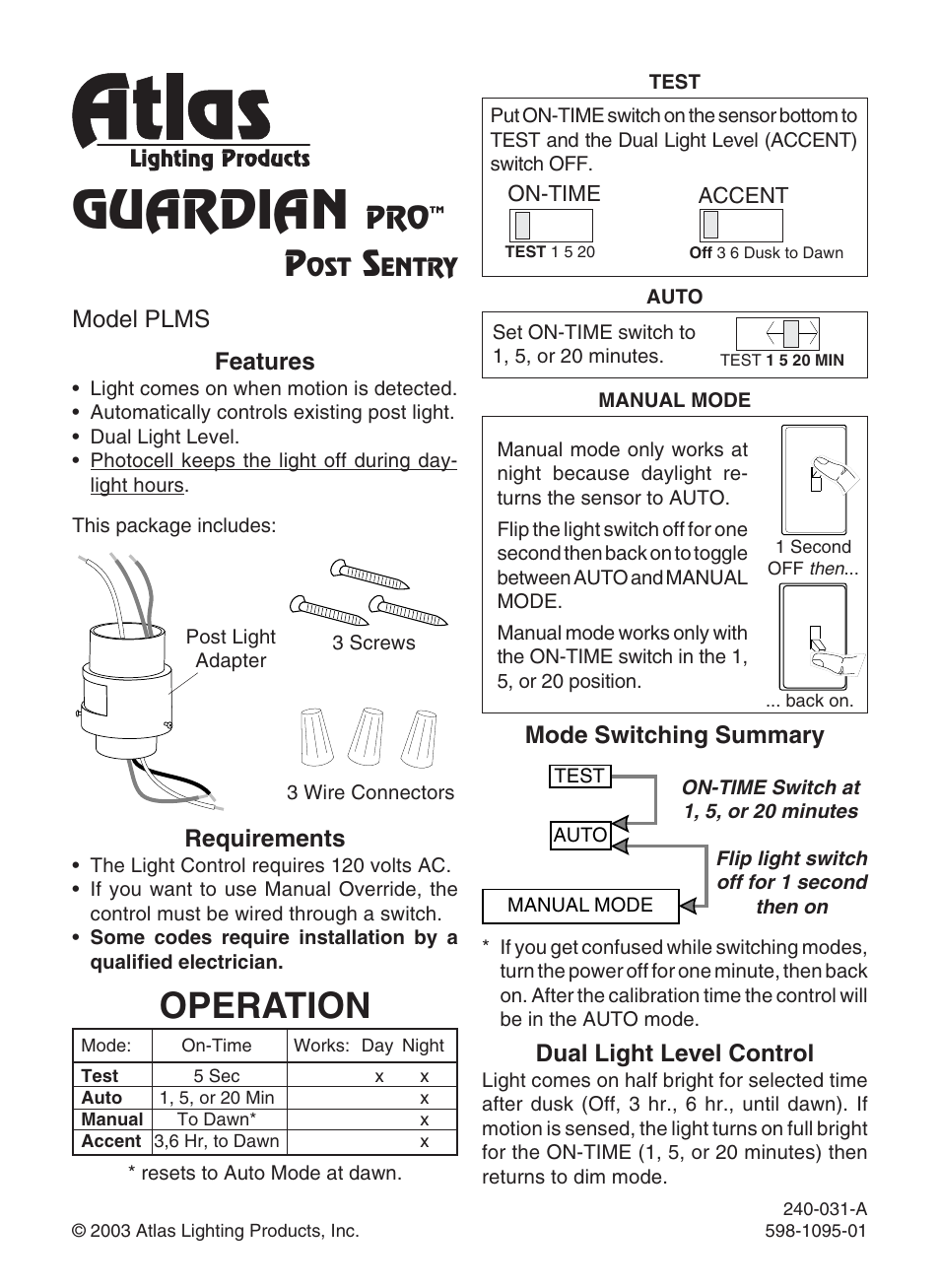 Atlas GUARDIAN PLMS User Manual | 4 pages