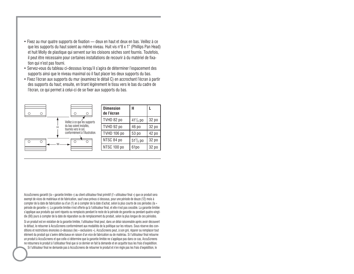 Modes d’installation suggérés | AccuScreens Projector Accessories User Manual | Page 11 / 12