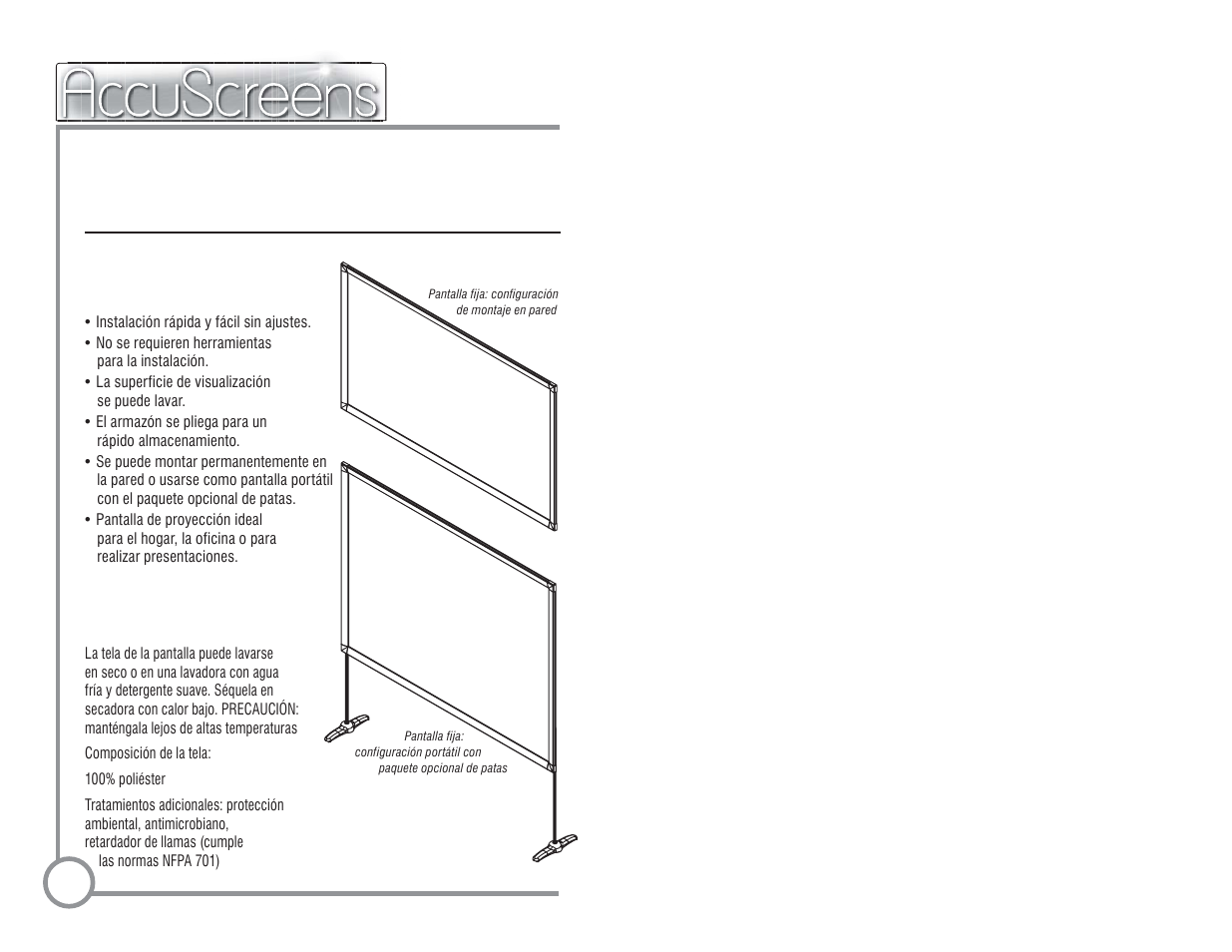 Instrucciones de montaje para la pantalla plana | AccuScreens Projector Accessories User Manual | Page 5 / 12