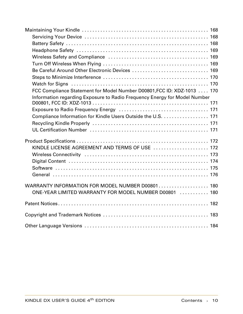 Amazon Technologies KINDLE DX User Manual | Page 10 / 184