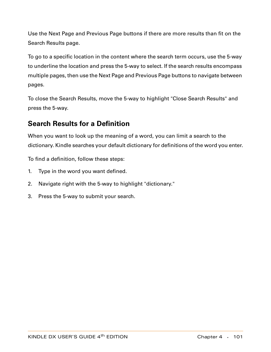 Search results for a definition | Amazon Technologies KINDLE DX User Manual | Page 101 / 184