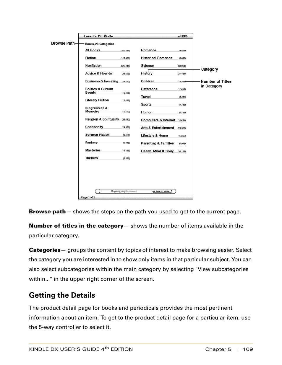 Getting the details | Amazon Technologies KINDLE DX User Manual | Page 109 / 184