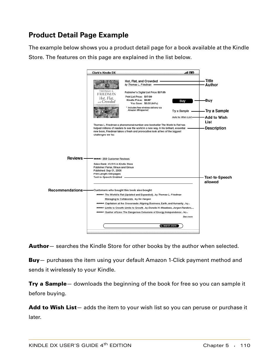 Product detail page example | Amazon Technologies KINDLE DX User Manual | Page 110 / 184