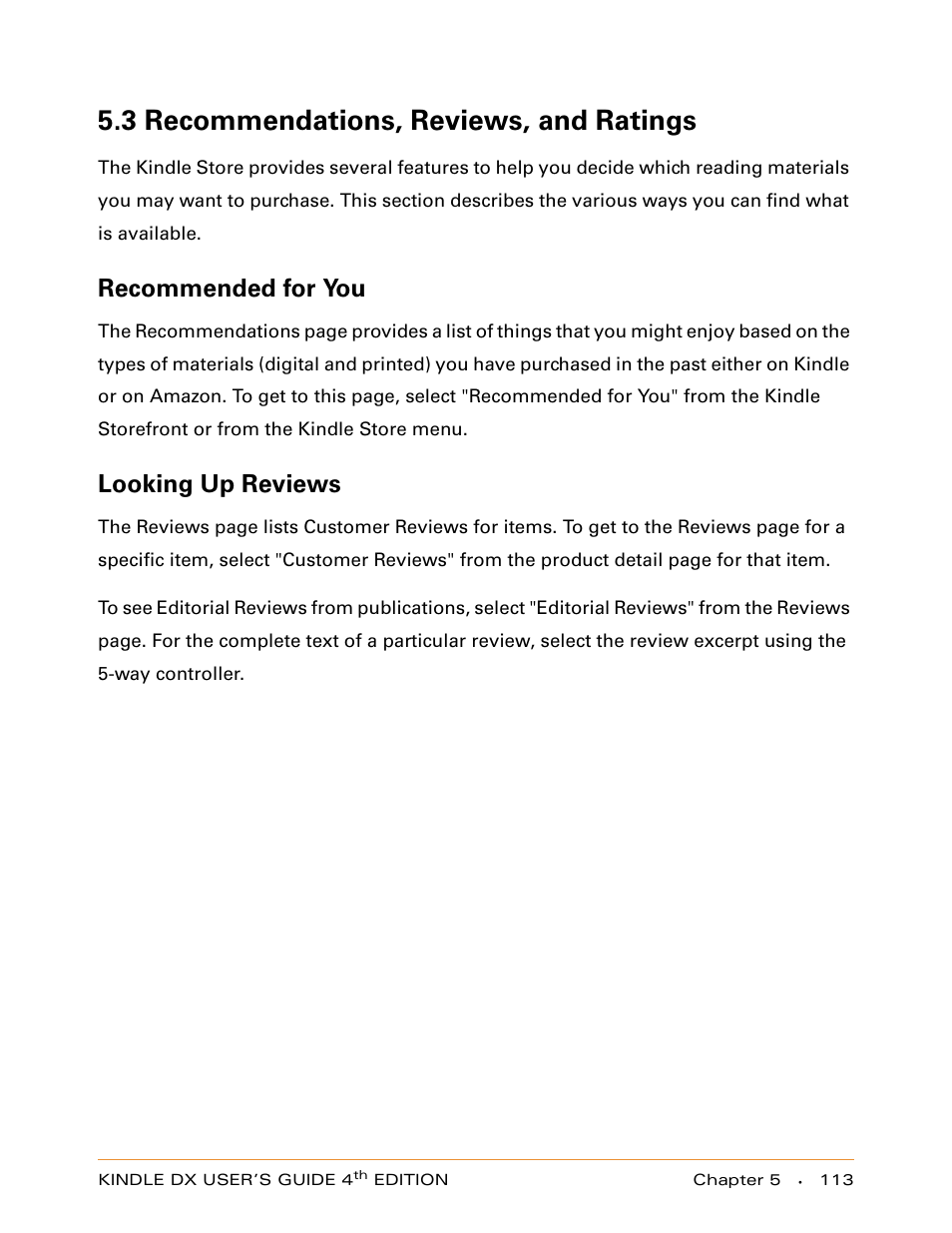 3 recommendations, reviews, and ratings, Recommended for you, Looking up reviews | Amazon Technologies KINDLE DX User Manual | Page 113 / 184