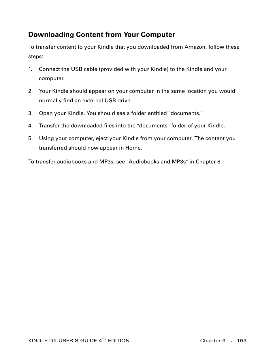 Downloading content from your computer | Amazon Technologies KINDLE DX User Manual | Page 153 / 184