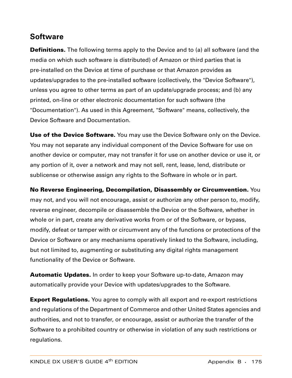 Software | Amazon Technologies KINDLE DX User Manual | Page 175 / 184