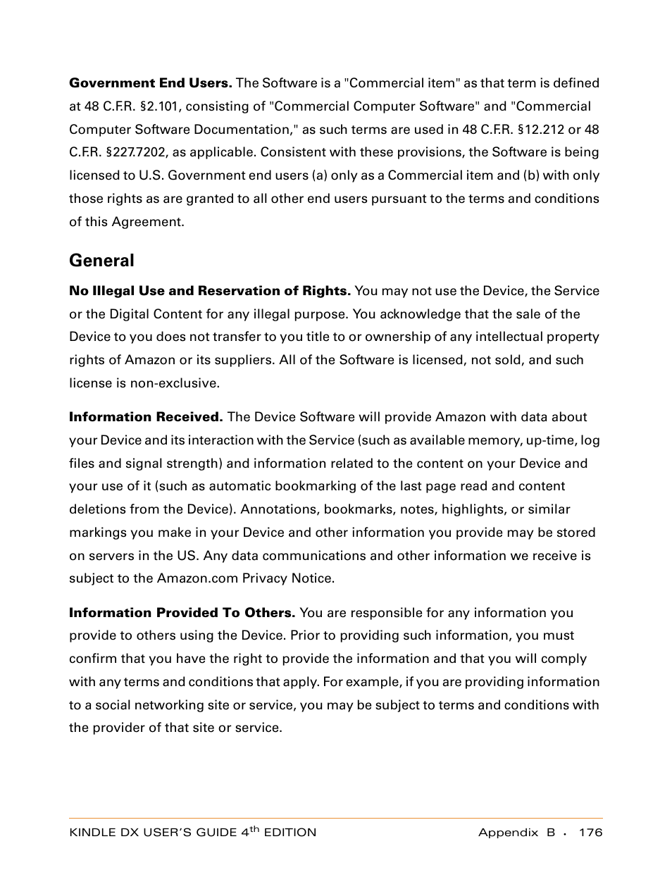 General | Amazon Technologies KINDLE DX User Manual | Page 176 / 184