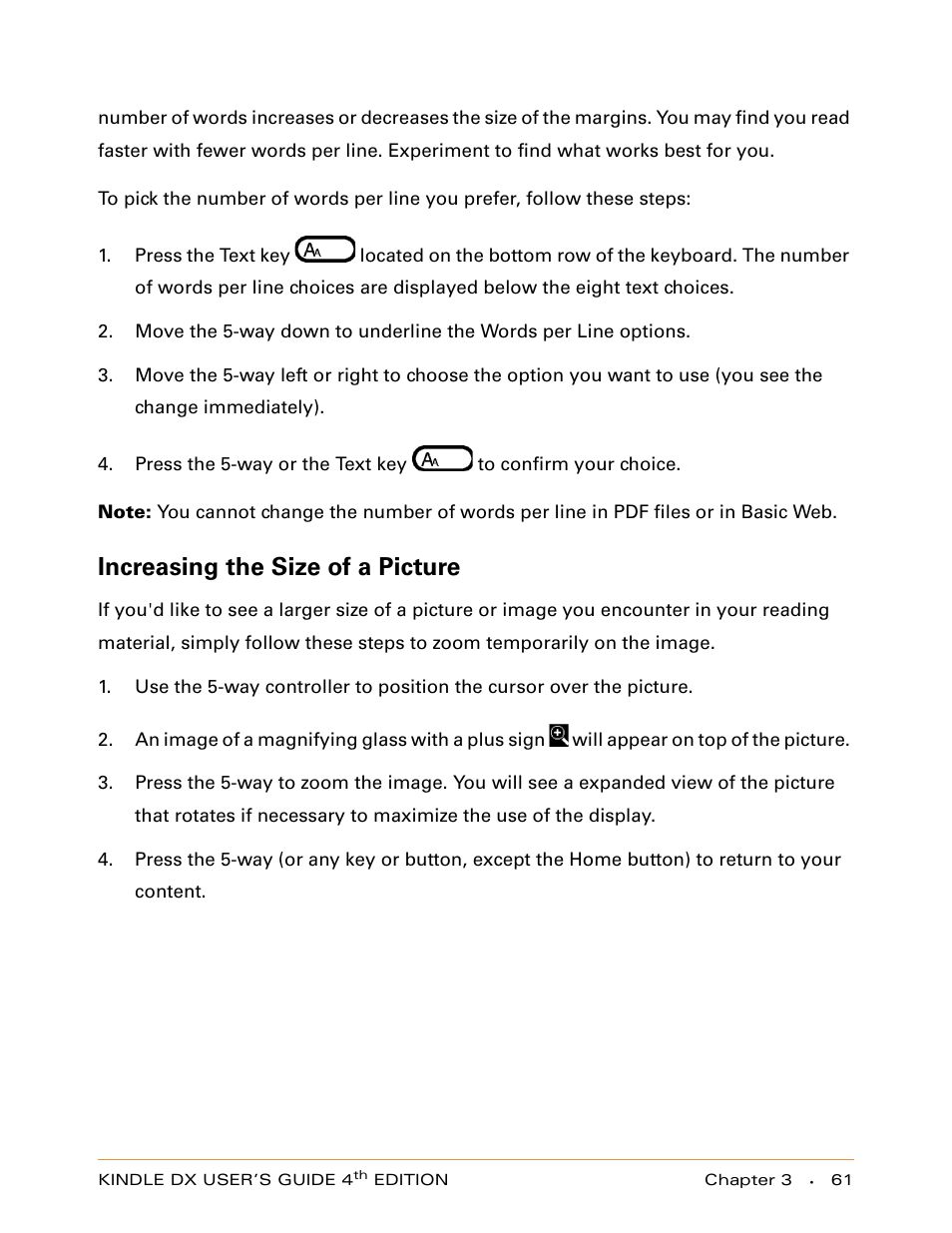 Increasing the size of a picture | Amazon Technologies KINDLE DX User Manual | Page 61 / 184