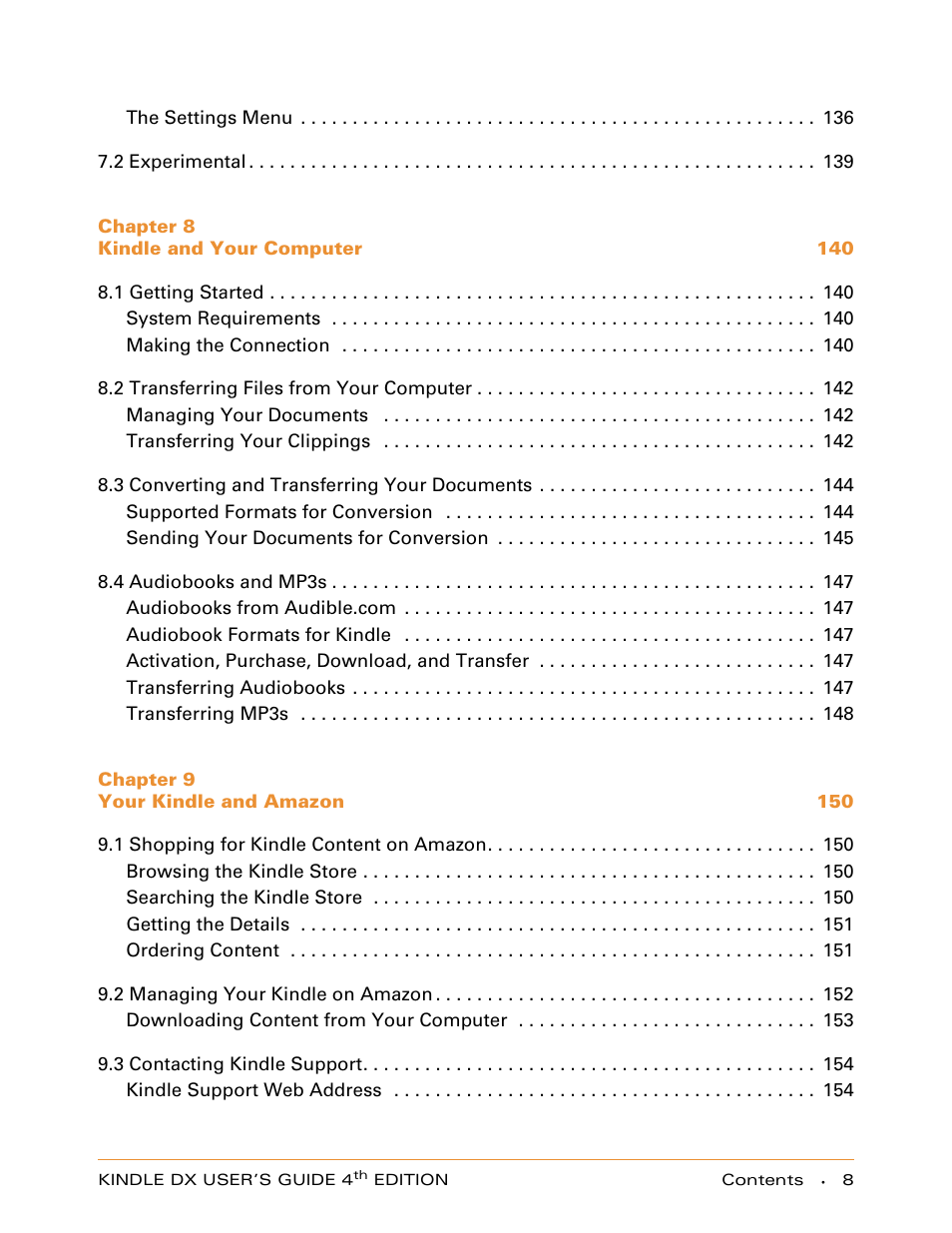 Amazon Technologies KINDLE DX User Manual | Page 8 / 184