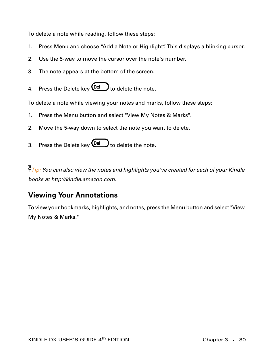 Viewing your annotations | Amazon Technologies KINDLE DX User Manual | Page 80 / 184