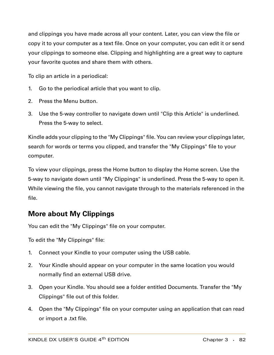 More about my clippings | Amazon Technologies KINDLE DX User Manual | Page 82 / 184
