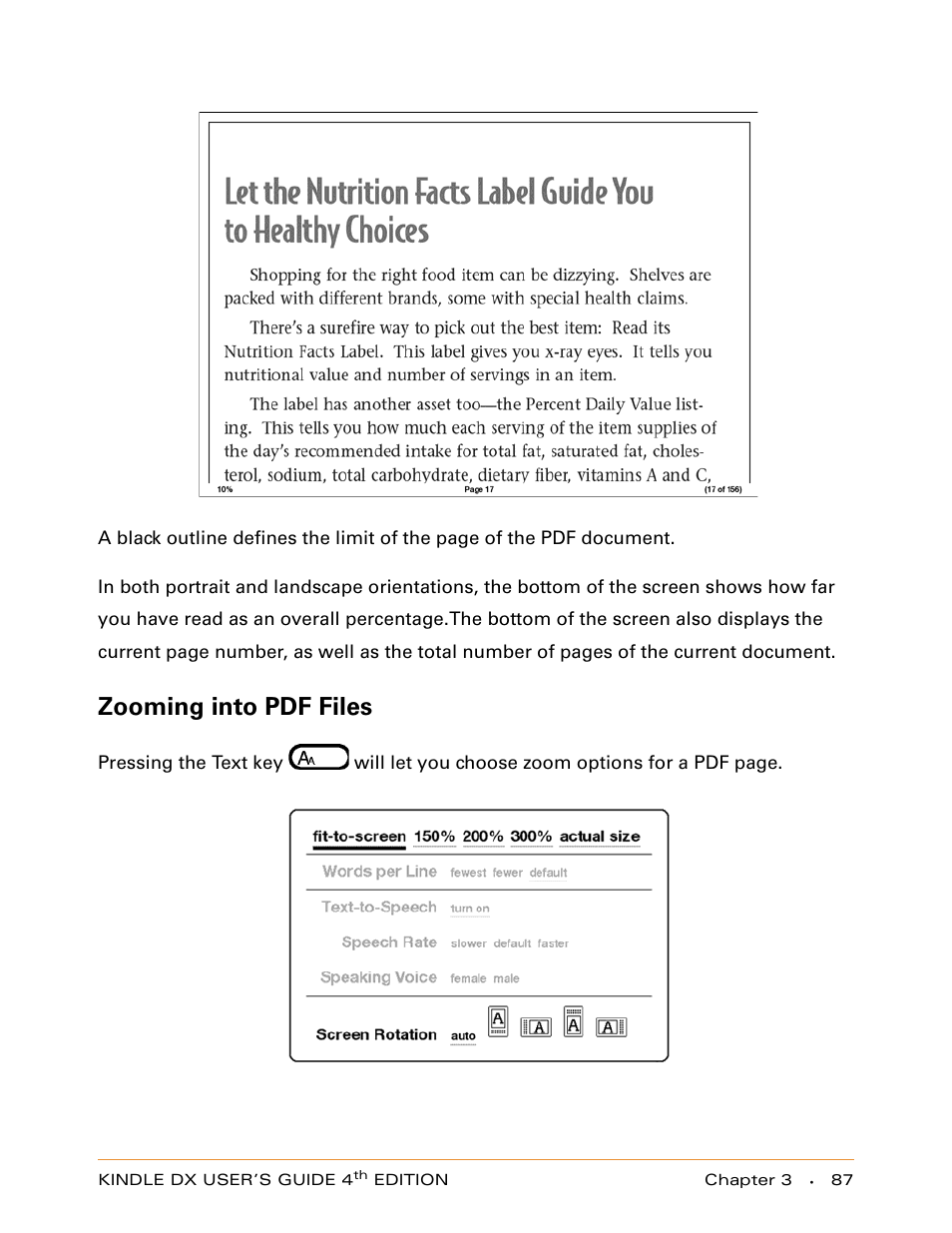 Zooming into pdf files | Amazon Technologies KINDLE DX User Manual | Page 87 / 184