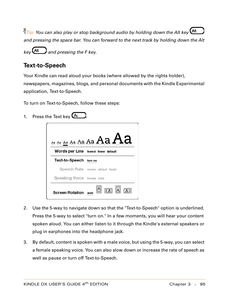 Text-to-speech | Amazon Technologies KINDLE DX User Manual | Page 95 / 184
