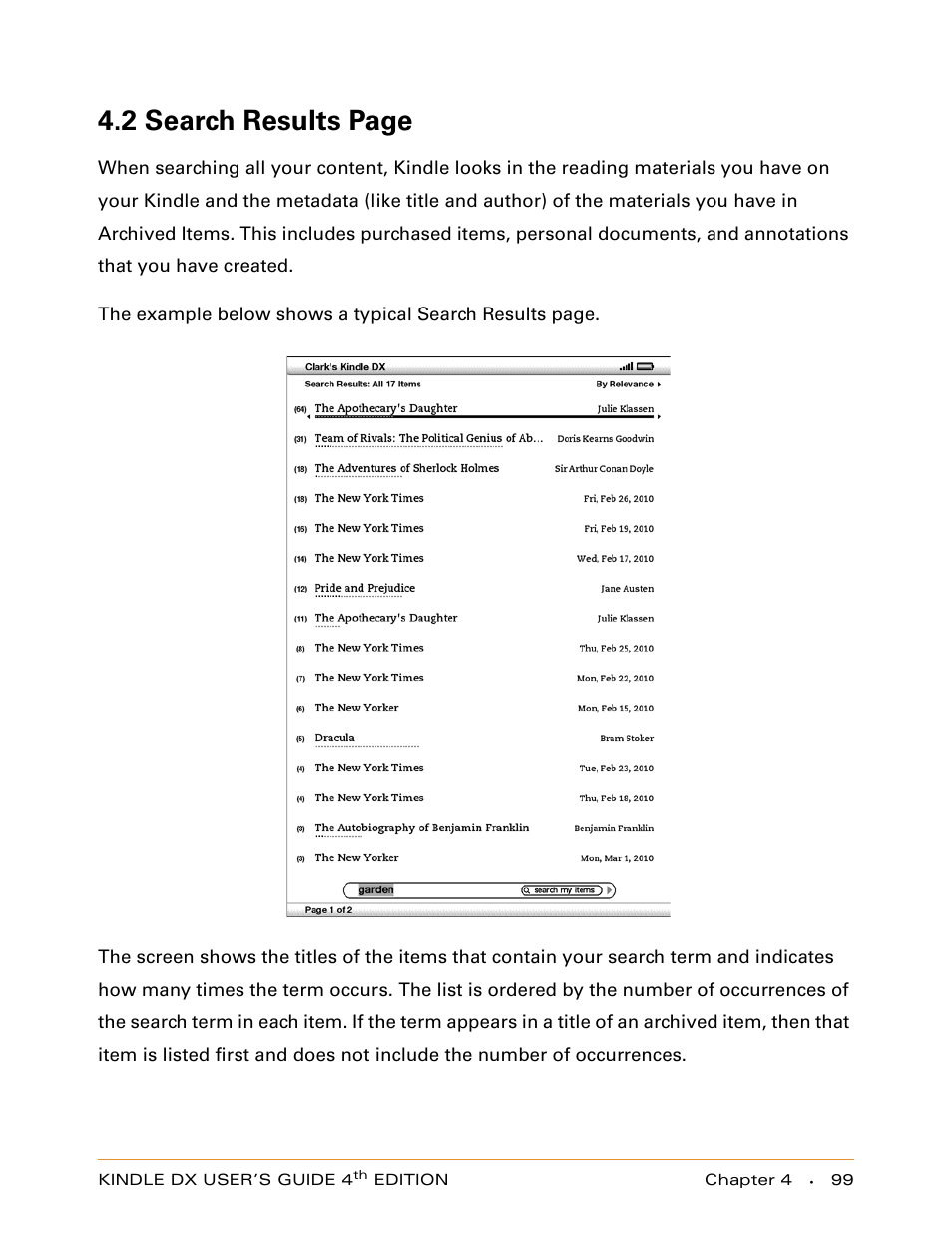 2 search results page | Amazon Technologies KINDLE DX User Manual | Page 99 / 184