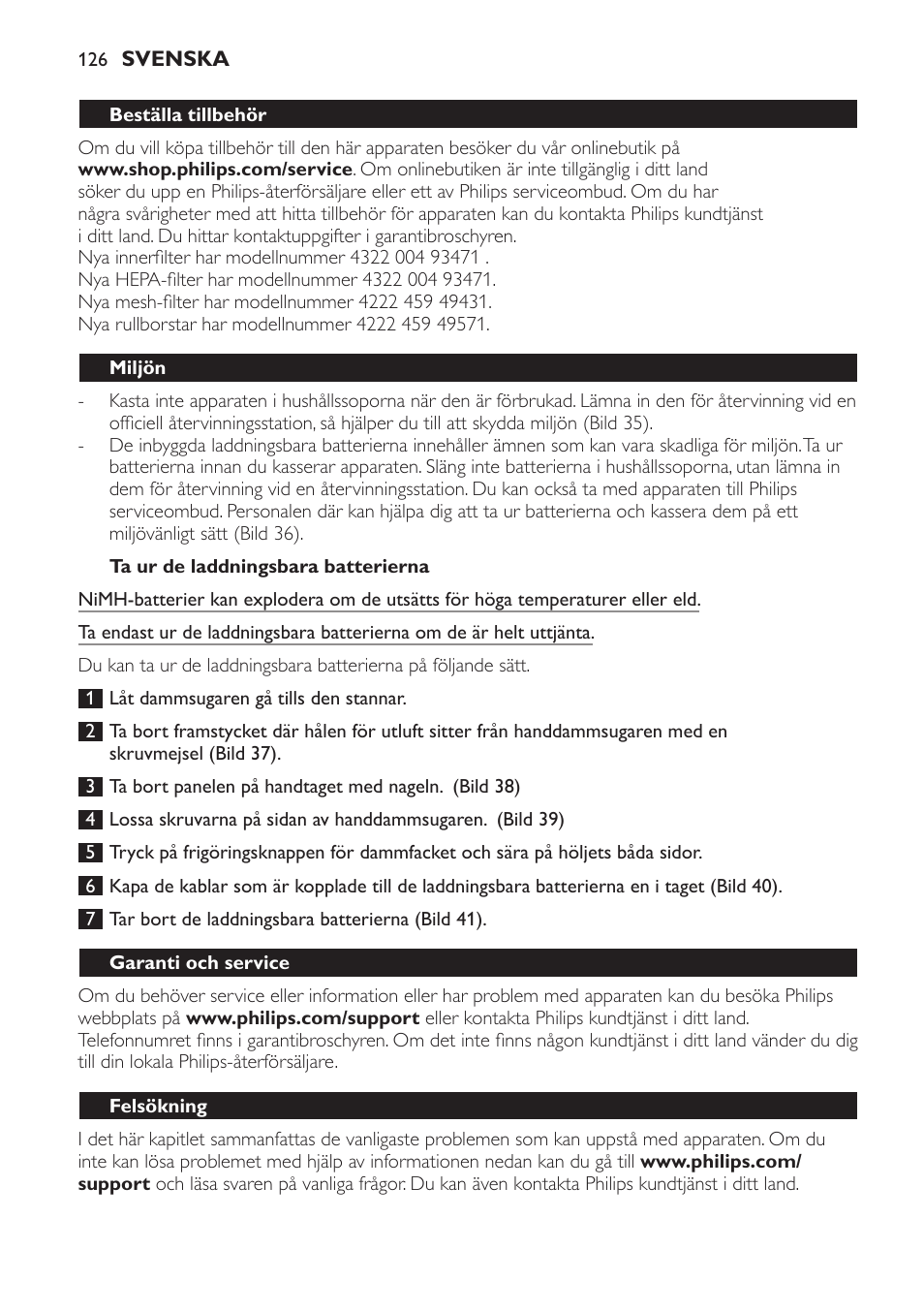 Philips DailyDuo Aspirador de escoba User Manual | Page 126 / 144
