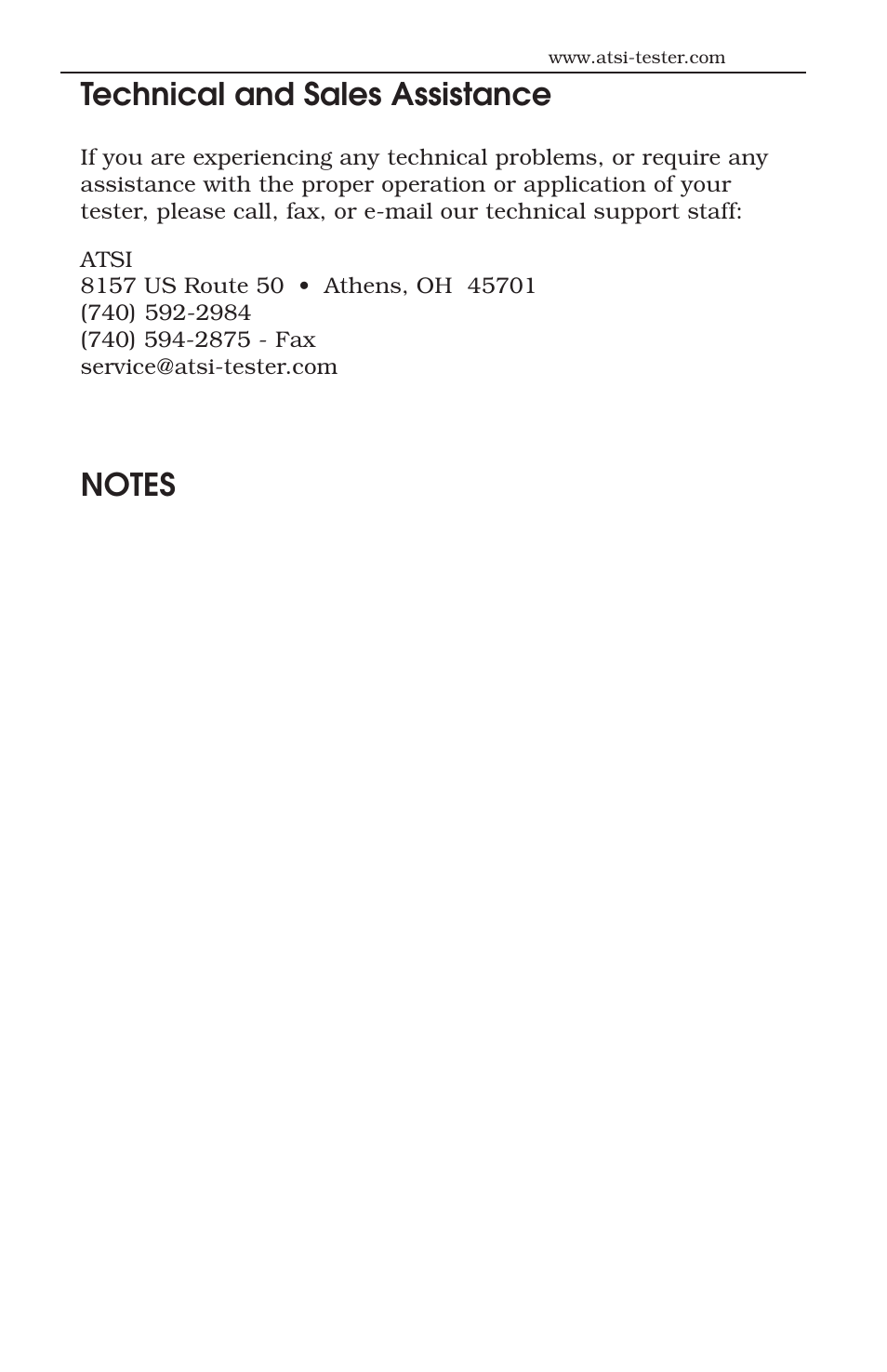 Technical and sales assistance | ATS Handheld Inductive Loop Tester HILT 9000 User Manual | Page 15 / 17
