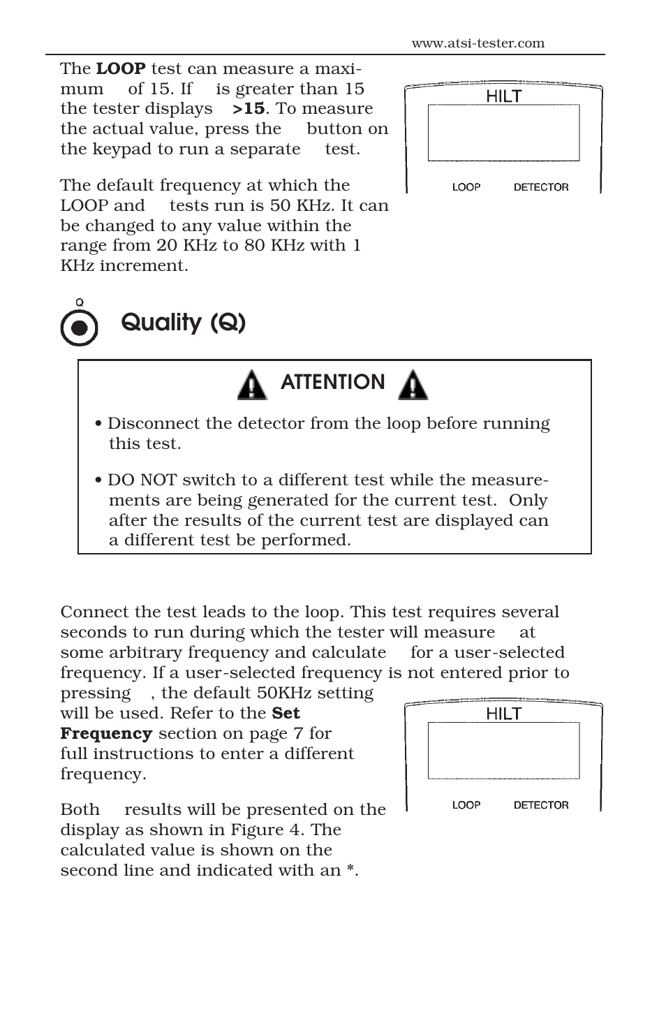 Quality (q), Attention | ATS Handheld Inductive Loop Tester HILT 9000 User Manual | Page 7 / 17