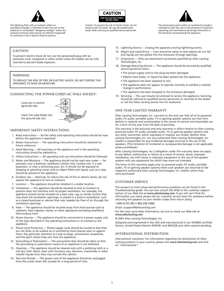 Altec Lansing VS2221 User Manual | Page 3 / 20