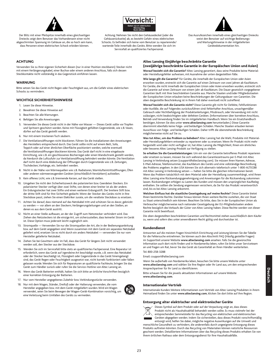 Deutsc h | Altec Lansing IN MOTION 1M414 User Manual | Page 23 / 44