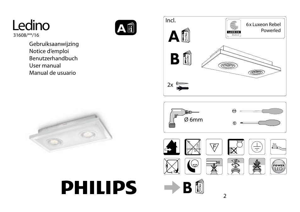 Philips Ledino Plafón User Manual | 4 pages