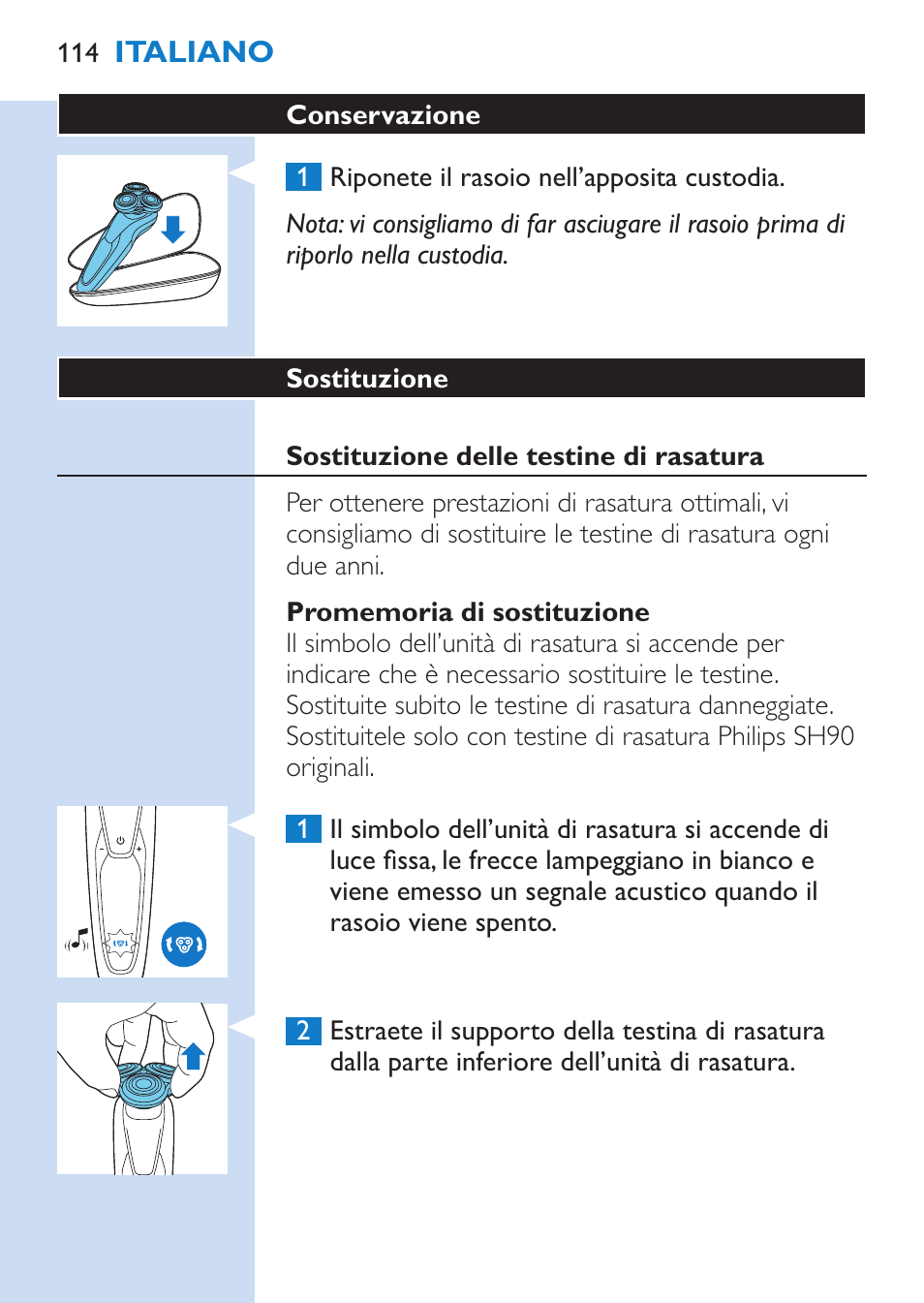 Philips SHAVER Series 9000 afeitadora eléctrica en mojado y seco User Manual | Page 114 / 208