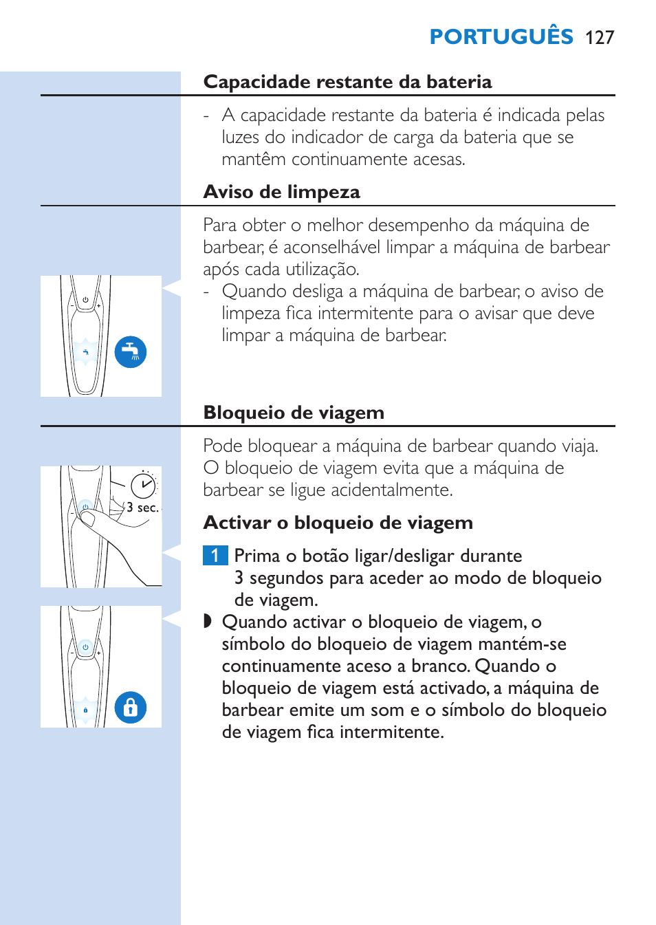 Philips SHAVER Series 9000 afeitadora eléctrica en mojado y seco User Manual | Page 127 / 208