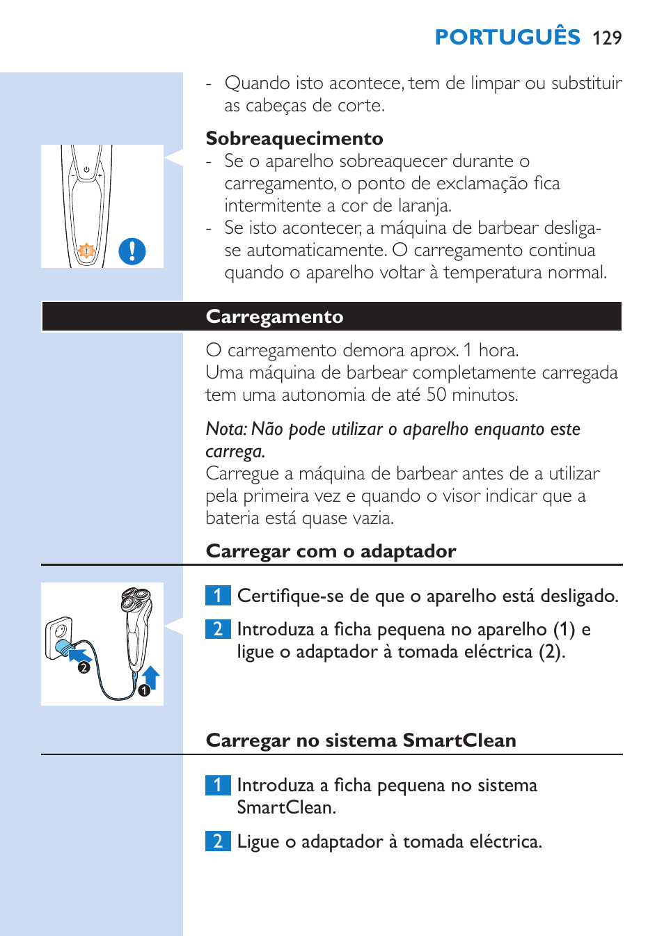 Philips SHAVER Series 9000 afeitadora eléctrica en mojado y seco User Manual | Page 129 / 208