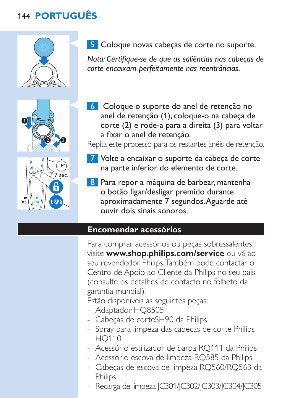 Philips SHAVER Series 9000 afeitadora eléctrica en mojado y seco User Manual | Page 144 / 208