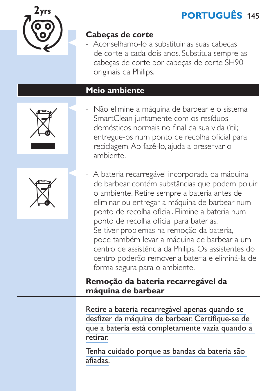Philips SHAVER Series 9000 afeitadora eléctrica en mojado y seco User Manual | Page 145 / 208