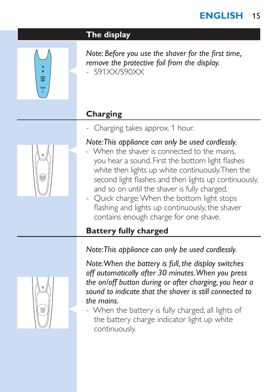 Philips SHAVER Series 9000 afeitadora eléctrica en mojado y seco User Manual | Page 15 / 208