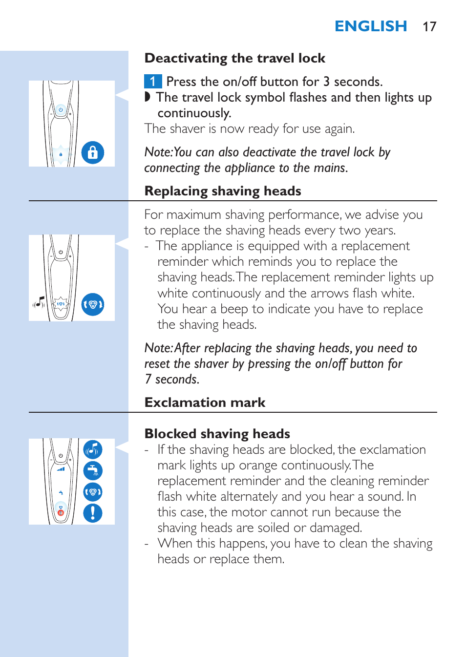 Philips SHAVER Series 9000 afeitadora eléctrica en mojado y seco User Manual | Page 17 / 208