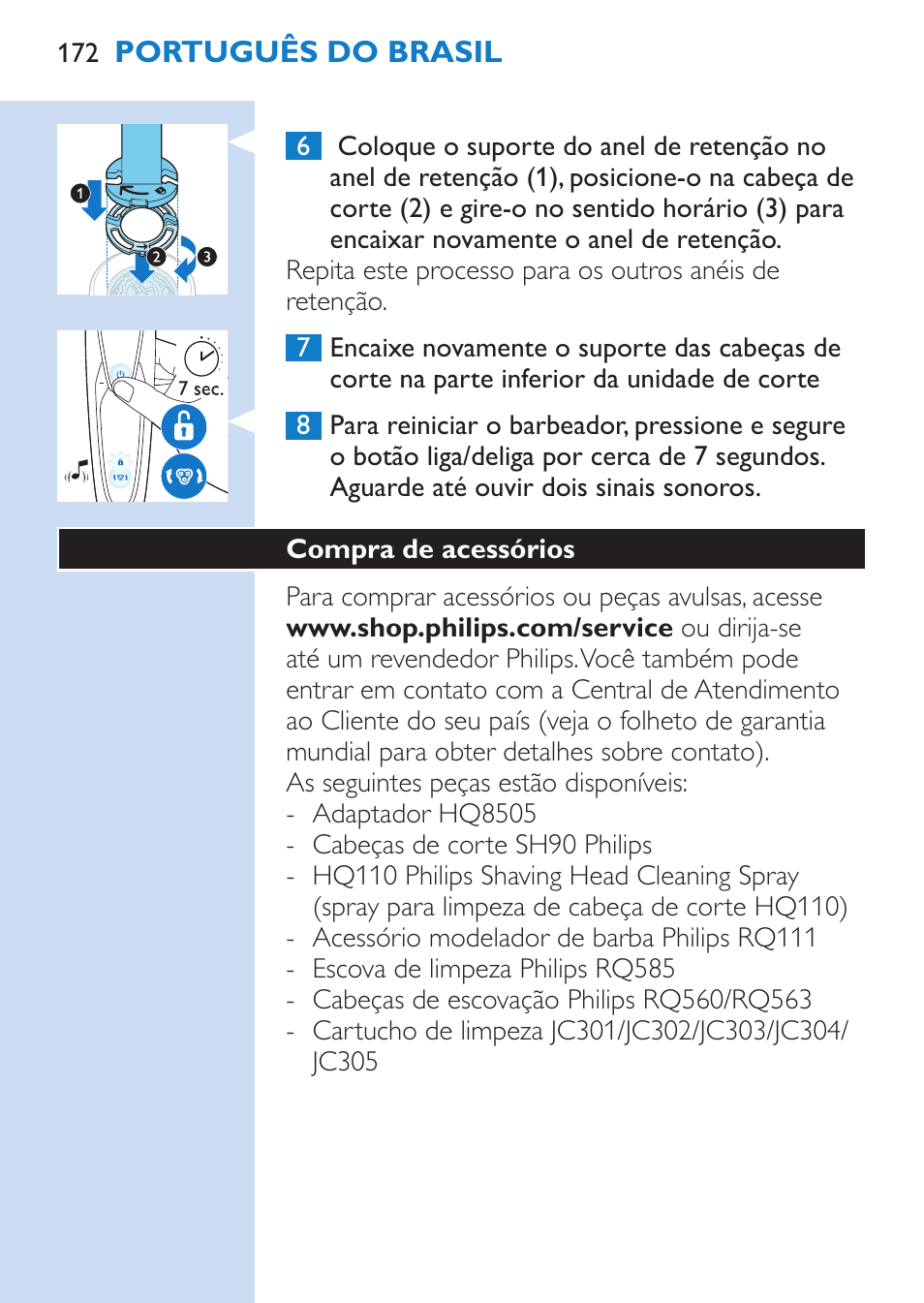 Philips SHAVER Series 9000 afeitadora eléctrica en mojado y seco User Manual | Page 172 / 208