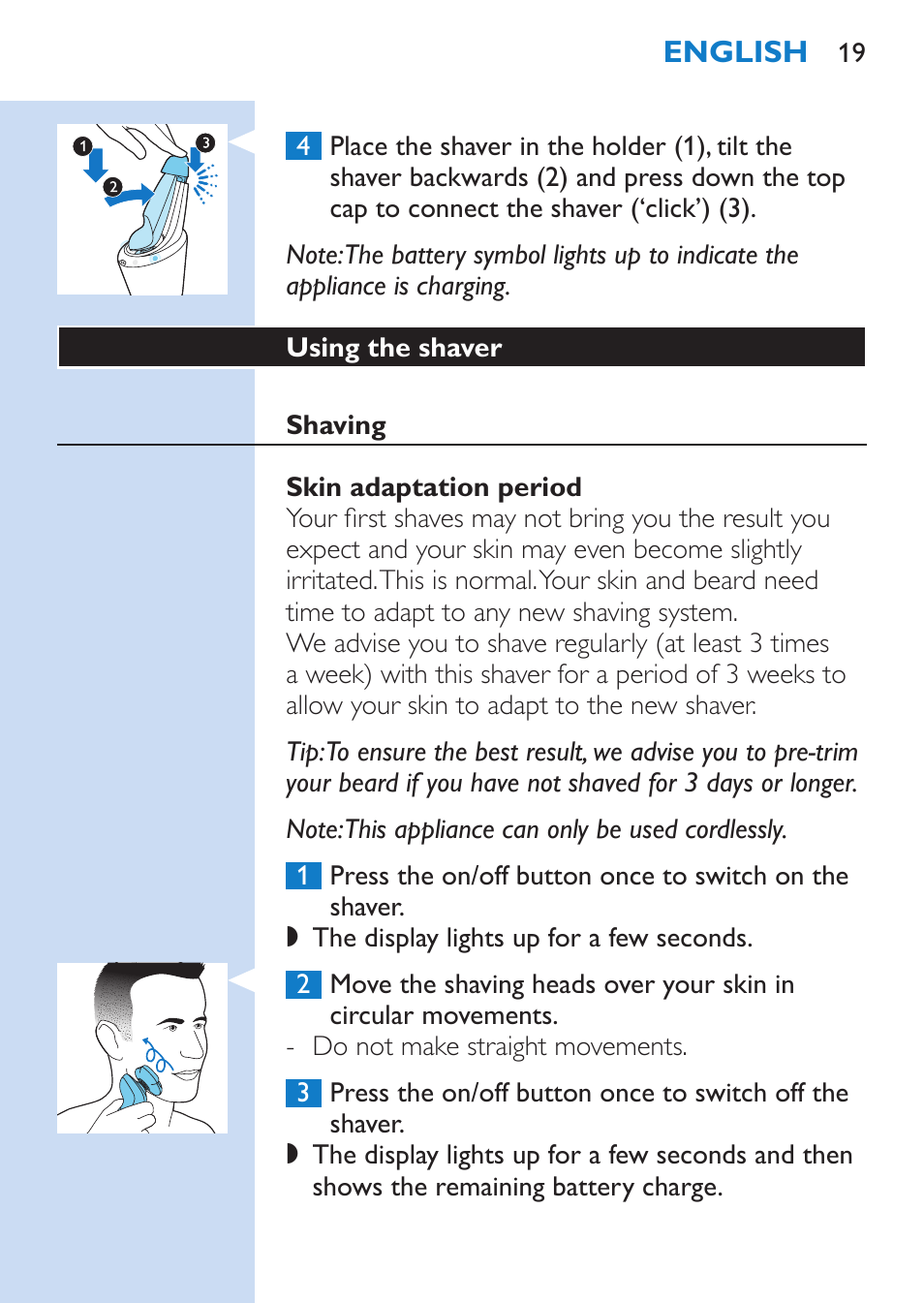 Philips SHAVER Series 9000 afeitadora eléctrica en mojado y seco User Manual | Page 19 / 208