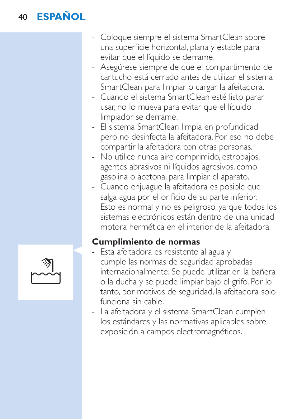 Philips SHAVER Series 9000 afeitadora eléctrica en mojado y seco User Manual | Page 40 / 208